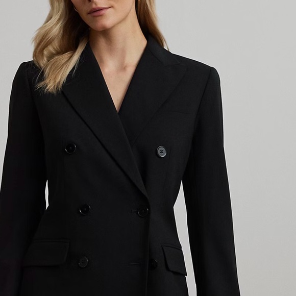Ralph Lauren Double-Breasted Wool Crepe Blazer - Picture 1 of 8